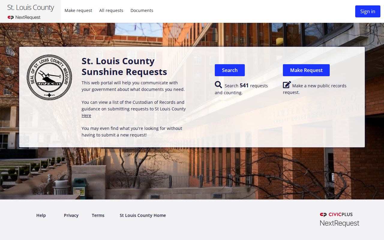 St. Louis County arrest records request portal