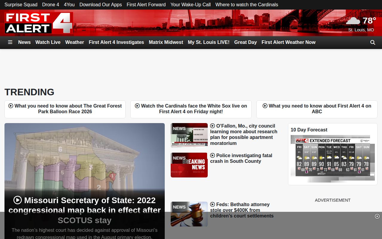 First Alert 4 regional news page for St. Louis area coverage