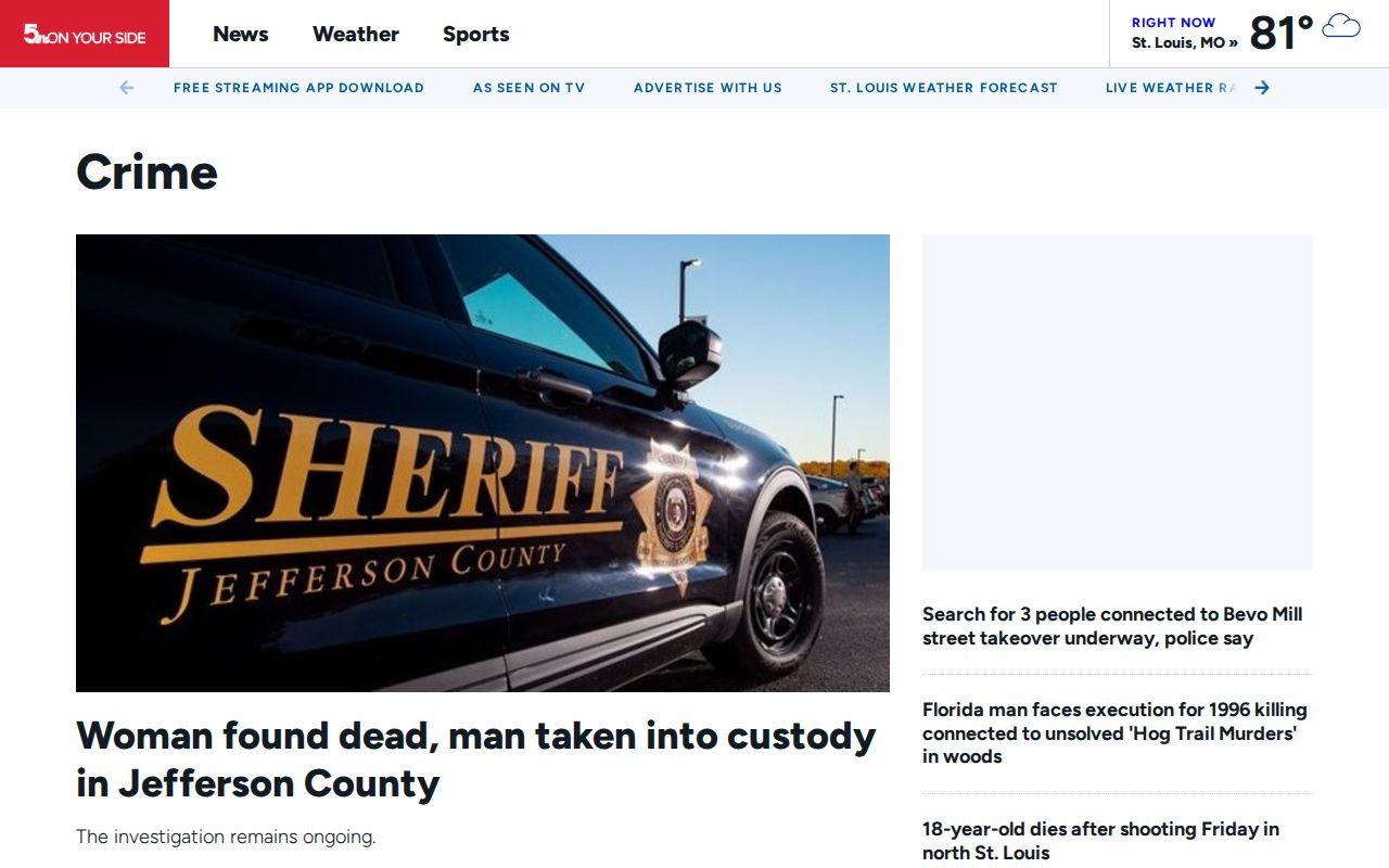 KSDK crime news section used for selective St. Louis area reporting